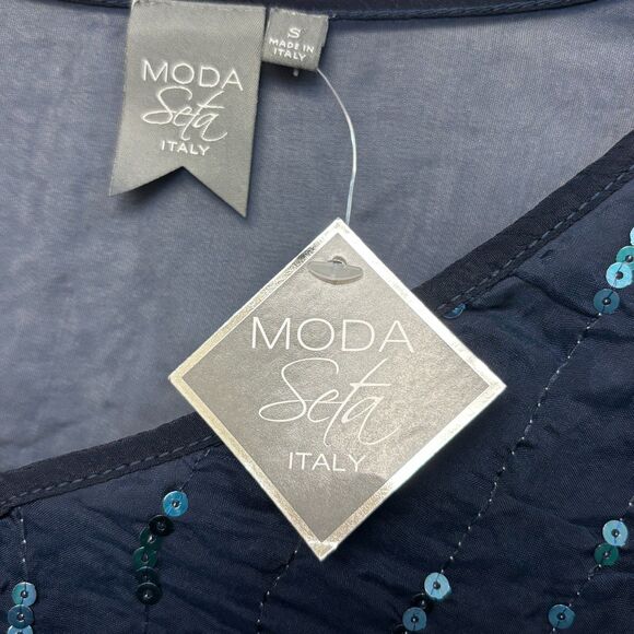 NWT Moda Seta Italy Women Blouse Top Shirt Size Small Built-in Tank D006 -13 - Picture 9 of 16